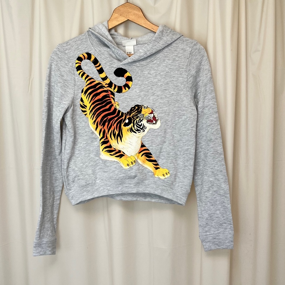 H&M Katie Scott tiger short sweater girls 12-14y nwot